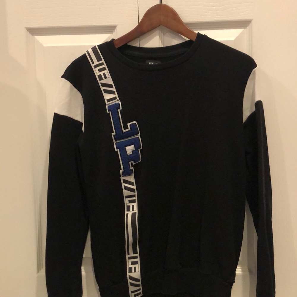 Black LF long sleeve with blue embroidered letters